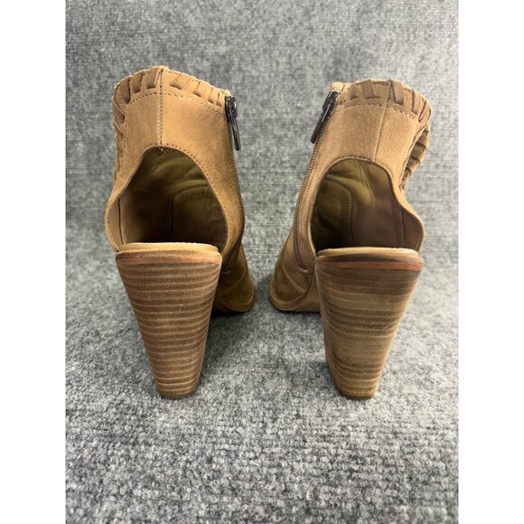 Vince Camuto Shoes Women's 7M Tan Kicetta Suede Peep Toe Open Heel Bootie - Picture 3 of 16